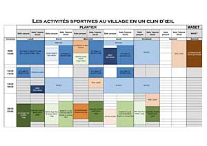 Planning des salles du village