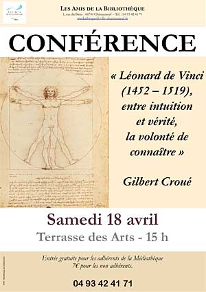 Conférence : « Léonard de Vinci entre Intuition et Vérité, la volonté de connaître » [Annulé]