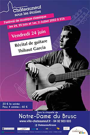 Festival Châteauneuf sous les Étoiles : Récital de guitare de Thibaut GARCIA