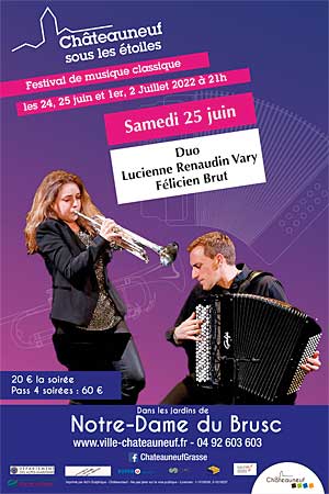 Festival Châteauneuf sous les Étoiles : Duo  Lucienne Renaudin Vary  et Félicien Brut