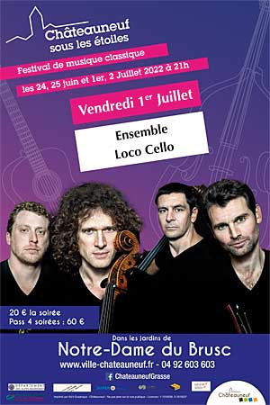 Festival Châteauneuf sous les Étoiles : Ensemble  LOCO CELLO