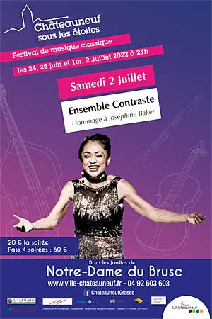 Festival Châteauneuf sous les Étoiles : ENSEMBLE CONTRASTE « Hommage  à Joséphine Baker »