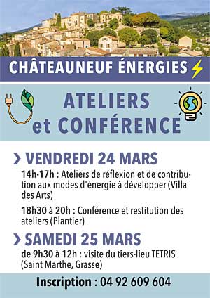 Affiche Ch�teauneuf �nergies : Ateliers  et conf�rence 