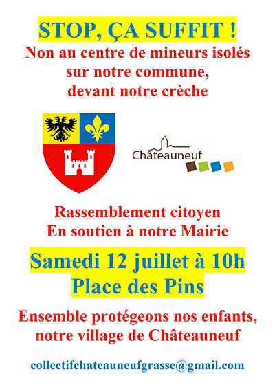 Affiche Collectif de Chteauneuf : rassemblement contre le centre de mineurs