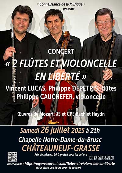 Concert « Flûtes et violoncelle en liberté »
